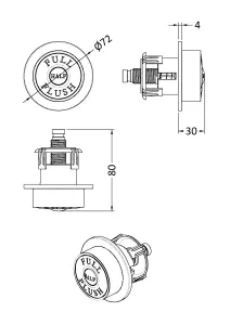 Traditional Dual Flush Push Button - 72mm - Brushed Brass