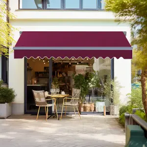 SunDaze 2.5m x 2m Manual Awning Retractable Gazebo Canopy Outdoor Patio Garden Sun Shade Shelter Wine Red