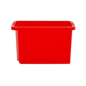 Wham 4x Stack & Store 24L Mixed Colour Plastic Storage Boxes. Home, Office, Classroom, Playroom, Toys, Books. L42 x W32 x H25cm