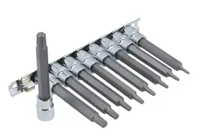 Laser 8482 9pc Long Series Torx Plus Socket Bit Set on Rail 3/8" Drive