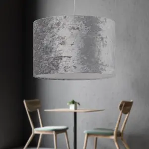 First Choice Lighting Grey Crushed Velvet 30cm Pendant Lightshade