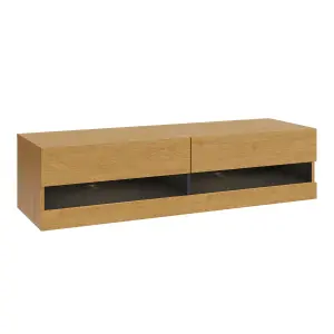 GFW Leon 120cm Wall TV Unit with LED Oak