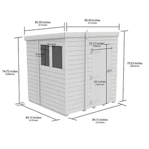 DIY Sheds 7x7 Pent Shed - Double Door With Windows