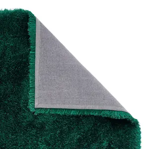 Jewel Green Shaggy Plain Modern Easy to Clean Rug for Living Room and Bedroom-60cm X 120cm