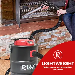 RocwooD Ash Vacuum Cleaner 15L 800W Fireplace BBQ 's Wood Burners