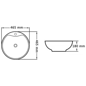 Wash Basin with Overflow 46.5x18 cm Ceramic White