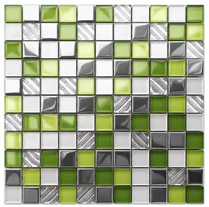 Glass mosaic on mesh for bathroom or kitchen 300mm x 300mm - Green Fashion