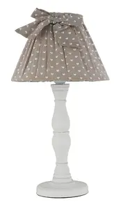 Luminosa SWEET Table Lamp with Round Tapered Shade Wood, Fabric Lampshade 22x41cm