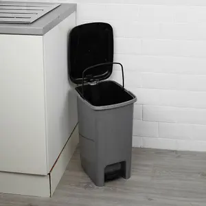 URBNLIVING 25L Slim Pedal Waste Recycling Bin Can Insert Step On Lid Kitchen Bathroom Grey