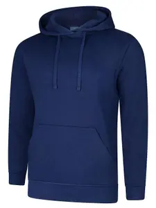 Uneek - Unisex Deluxe Hooded Sweatshirt/Jumper - 60% Ring Spun Combed Cotton 40% Polyester - French Navy - Size 5XL