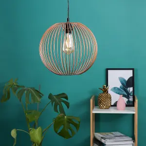 ValueLights Faraday Copper Ceiling Pendant Shade and B22 Pear LED 4W Warm White 2700K Bulb