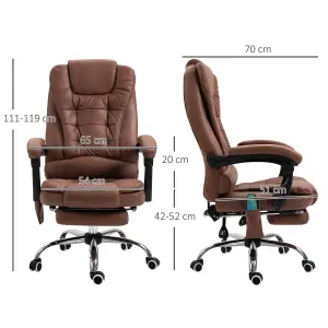 Vinsetto Heated 6 Points Vibration Massage Executive Office Adjustable Swivel Ergonomic High Back Desk Chair Recline Brown