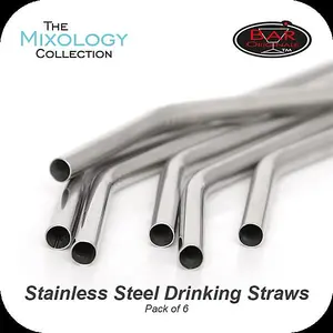 Stainless Steel Drinking Straws Re-usable 6 Pack