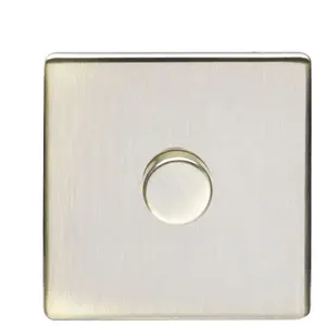 1 Gang Rotary Dimmer Switch 2 Way LED SCREWLESS ANTIQUE BRASS Light Dimming Wall