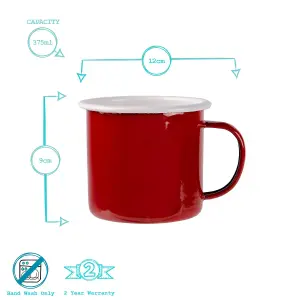 Argon Tableware - Coloured Enamel Mugs - 375ml - Pack of 6 - 6 Colours