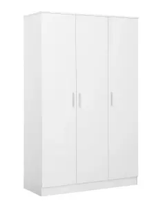 REFLECT 3 Door Plain Wardrobe in Gloss White Door Fronts and Matt White Carcass