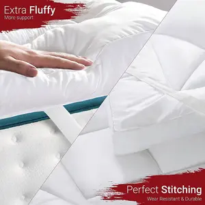 Bedbric 10cm Thick Quilted White Rectangular Microfiber Hotel Quality Mattress Topper King