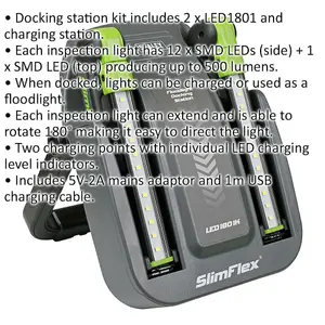 Inspection Light Docking Station - Rechargeable Floodlight - 2x ys05200 Included