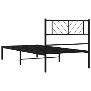 Berkfield Metal Bed Frame with Headboard Black 100x190 cm