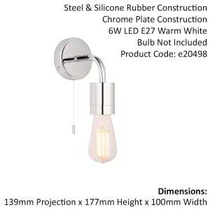 Polished Chrome Plated Bathroom Wall Light - IP44 Rated - Modern LED Sconce Lamp