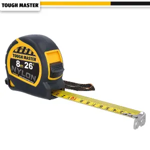 TOUGH MASTER Metal Tape Measure 8m long with Class II Accuracy Magnetised Rust-Proof Hook - Pack of 2