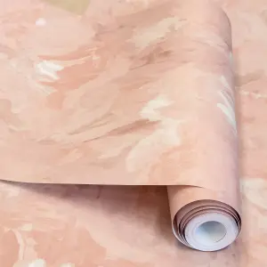 Galerie Julie Feels Home Pink Abstract Shimmery Plain Paeonia Wallpaper Roll