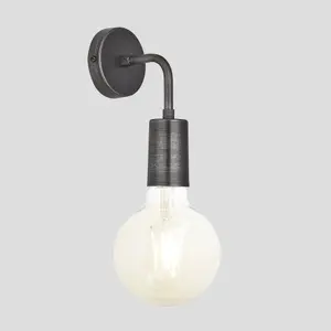 Industville Sleek Edison Wall Light, Pewter