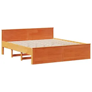 Berkfield Bed Frame without Mattress with Headboard Wax Brown 200x200 cm Solid Wood Pine