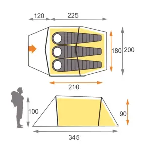 OEX Lightweight and Compact Jackal III Tent for 3 People, Camping Equipment