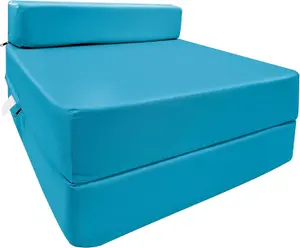 Fold Out Single Z Bed Futon Sofa Chair Mattress - Aqua