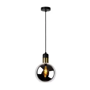 Lucide Julius Vintage Pendant Light 20cm - 1xE27 - Smoke Grey