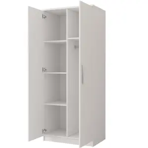 Elegant White Matt Hinged Wardrobe H1930mm W800mm D500mm - Spacious Storage for Modern Bedrooms