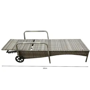 Ventura Rattan Sun Lounger with Adjustable Recline Padded Cushion - Grey