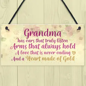 Red Ocean Heart Of Gold Grandparent Grandma Gran Nan Plaques Floral Signs Birthday Gift Keepsake