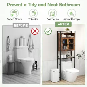 Costway Over-The-Toilet Storage Cabinet Freestanding Bathroom Organizer W/ 2 Mesh doors