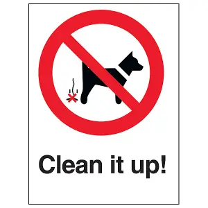 Clean It Up Dog Warning Deterrent Sign - Adhesive Vinyl 150x200mm (x3)