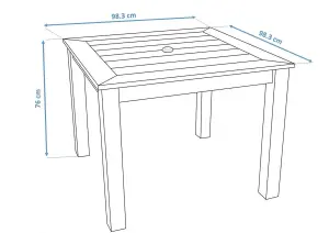 Winawood Wood Effect Square Dining Table - L98.3cm x D98.3cm x H76cm - New Teak