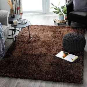 Brown Solid Shaggy Rug - New York