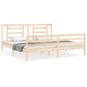 Berkfield Bed Frame with Headboard Super King Size Solid Wood