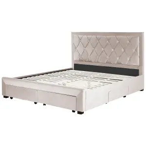 Velvet EU Super King Size Bed with Storage Beige LIEVIN