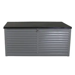 Charles Bentley 490L Large Outdoor Garden Plastic Storage Box, Grey/Black