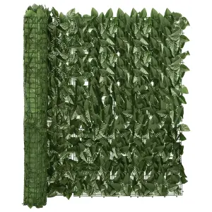 Berkfield Balcony Screen with Dark Green Leaves 200x100 cm