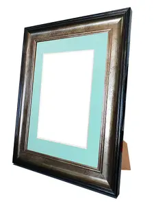 Scandi Black & Gold Frame with Blue Mount for Image Size 12 x 8 Inch