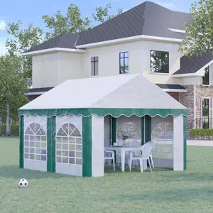 Outsunny 4 x 4m Marquee Gazebo, Party Tent with Sides and Double Doors