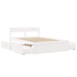 Berkfield Bed Frame without Mattress White 135x190 cm Double Solid Wood Pine