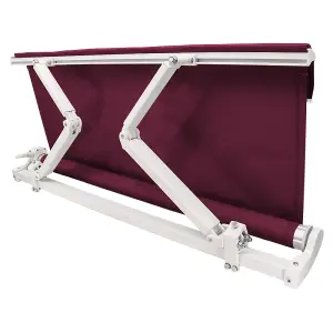 SunDaze 4 x 3m Manual Awning Garden Patio Canopy Sun Shade Shelter Retractable with Fittings and Crank Handle Wine Red