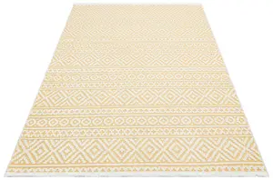 Yellow Outdoor Rug, Geometric Stain-Resistant Rug For Patio Decks, 3mm Modern Outdoor Luxurious Area Rug-190cm X 290cm