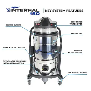 SkyVac Internal 150, Internal Cleaning Vacuum. 7M Telescopic Pole Package.