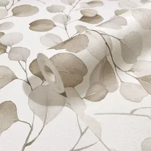 Galerie Flora Silver Eucalyptus Trailing Leaf Wallpaper