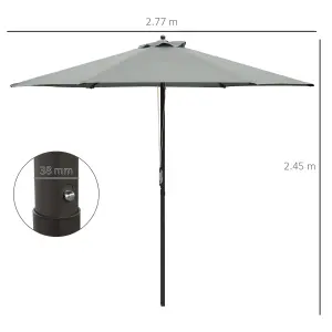 Outsunny 2.8m Patio Umbrella Parasol Outdoor Table 6 Ribs Dark Grey